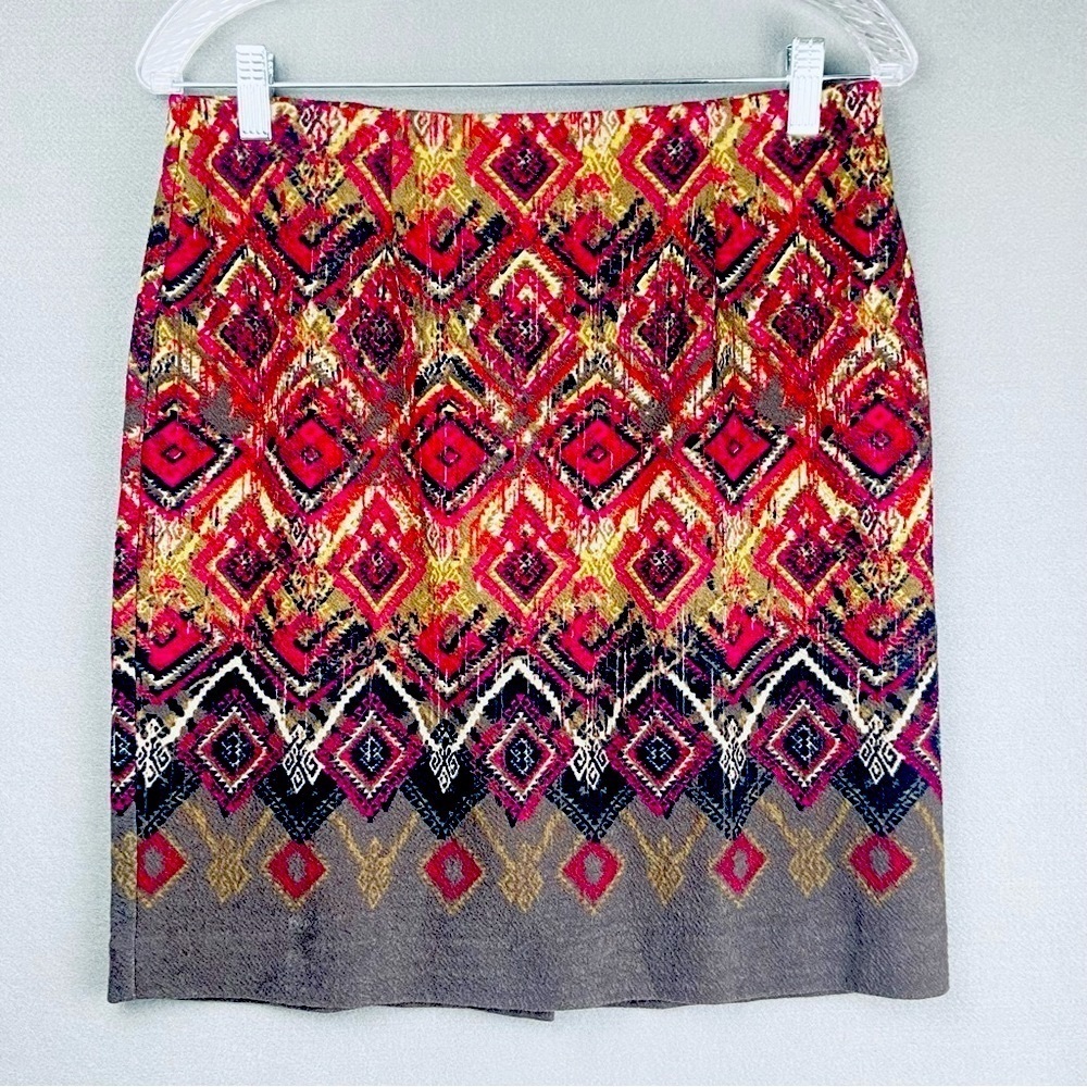 J. Jill IKat Pencil Skirt Fully Lined Raspberry Brown Pull-on Knee Length PS